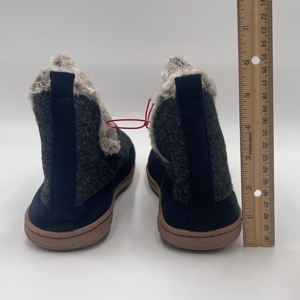 NWT Dluxe By Dearfoams Women's Dolly Felted Bootie Black Slippers Size US 9-10 - Picture 8 of 11